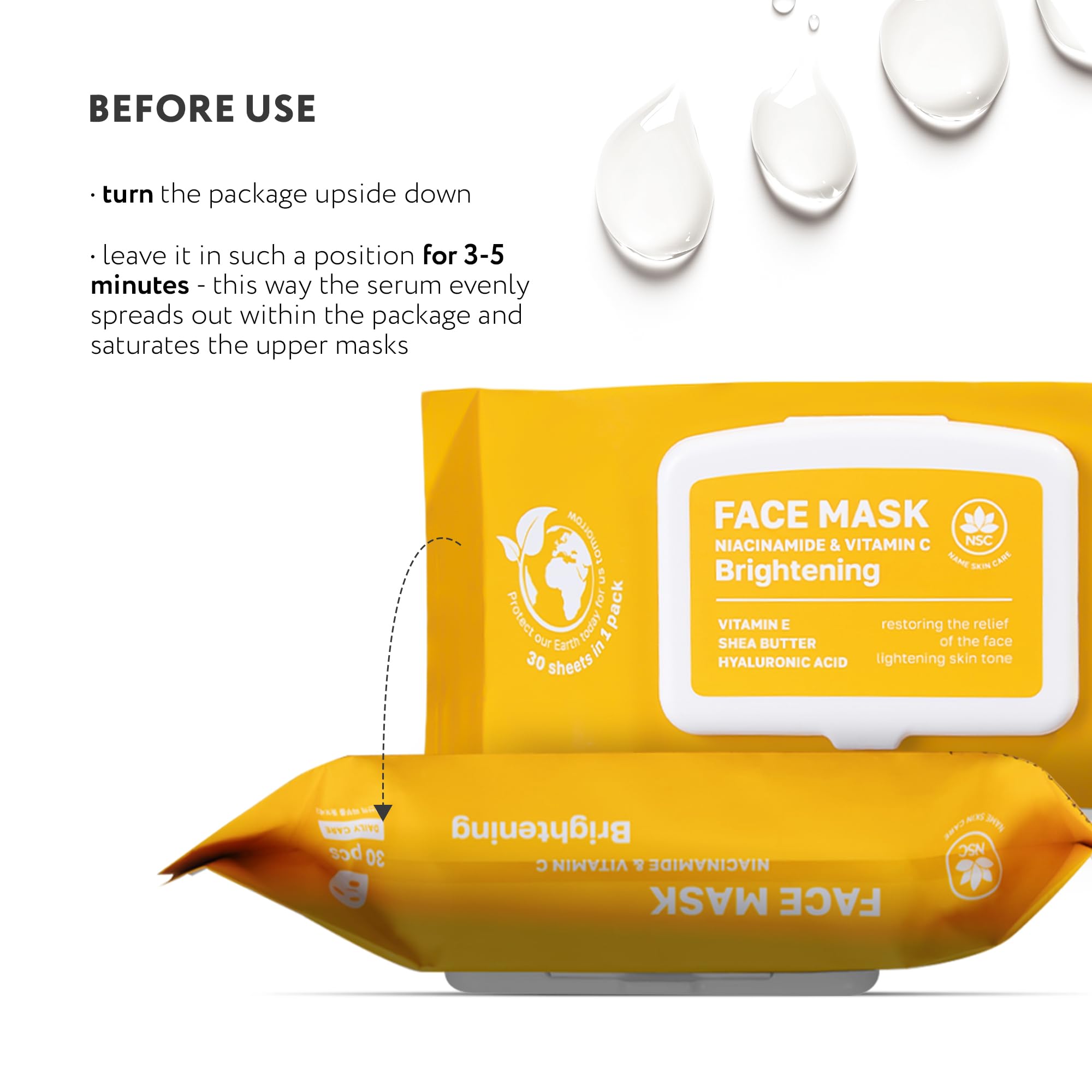 NSC sheet mask being applied demonstrates easy daily routine.