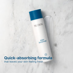 Nu Skin Body Smoother applied on damp skin locks moisture