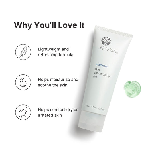 Nu Skin Enhancer Gel dispense demonstrates quick, mess-free application.