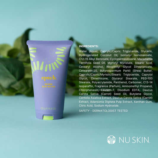 Nu Skin Epoch Baobab Butter creamy texture demonstrates luxurious moisture.