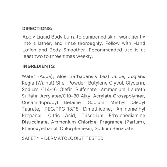 Nu Skin Liquid Body Lufra aloe vera hydrates to soften dry areas