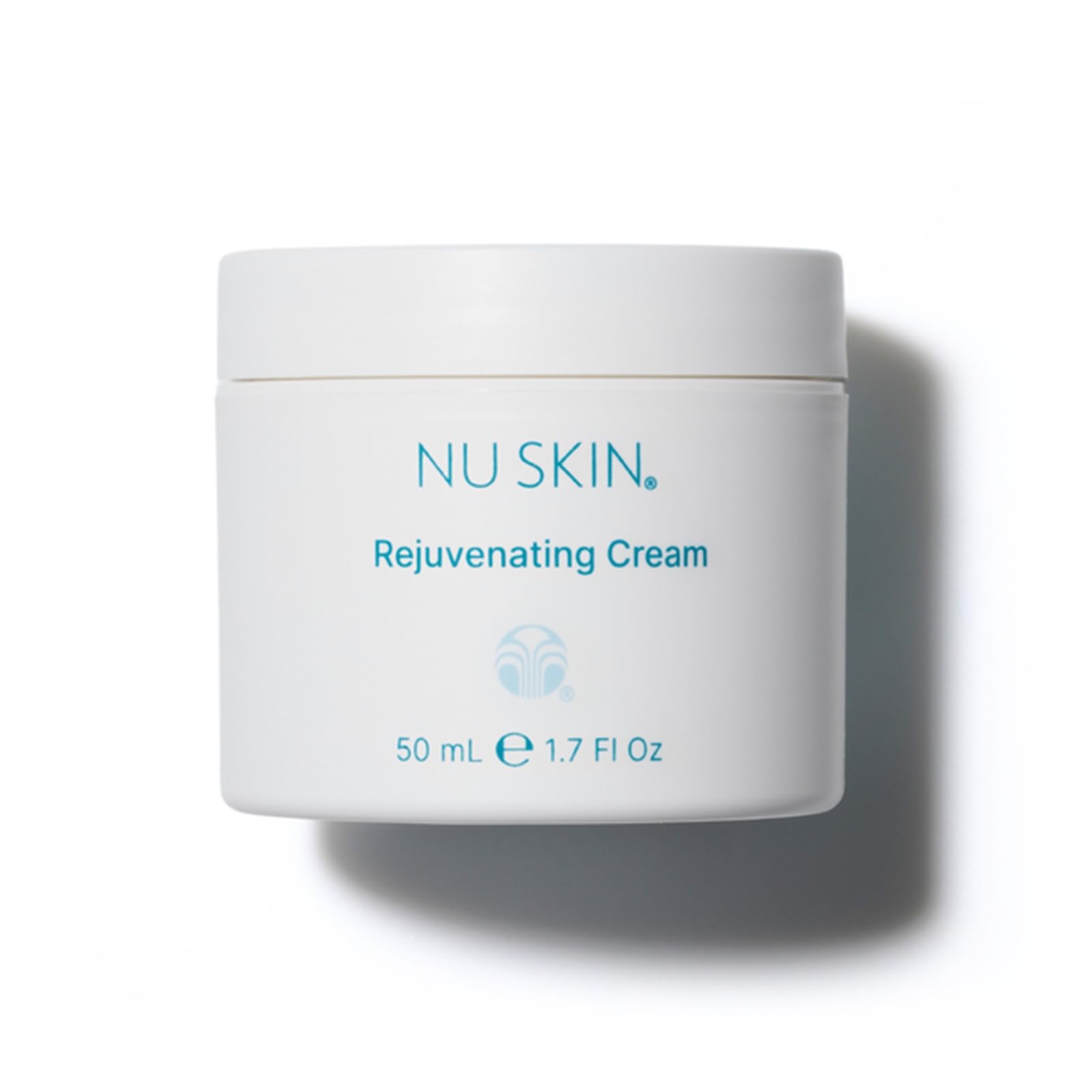 Nu Skin Rejuvenating Cream bottle close-up highlighting hydrating moisture for dry skin