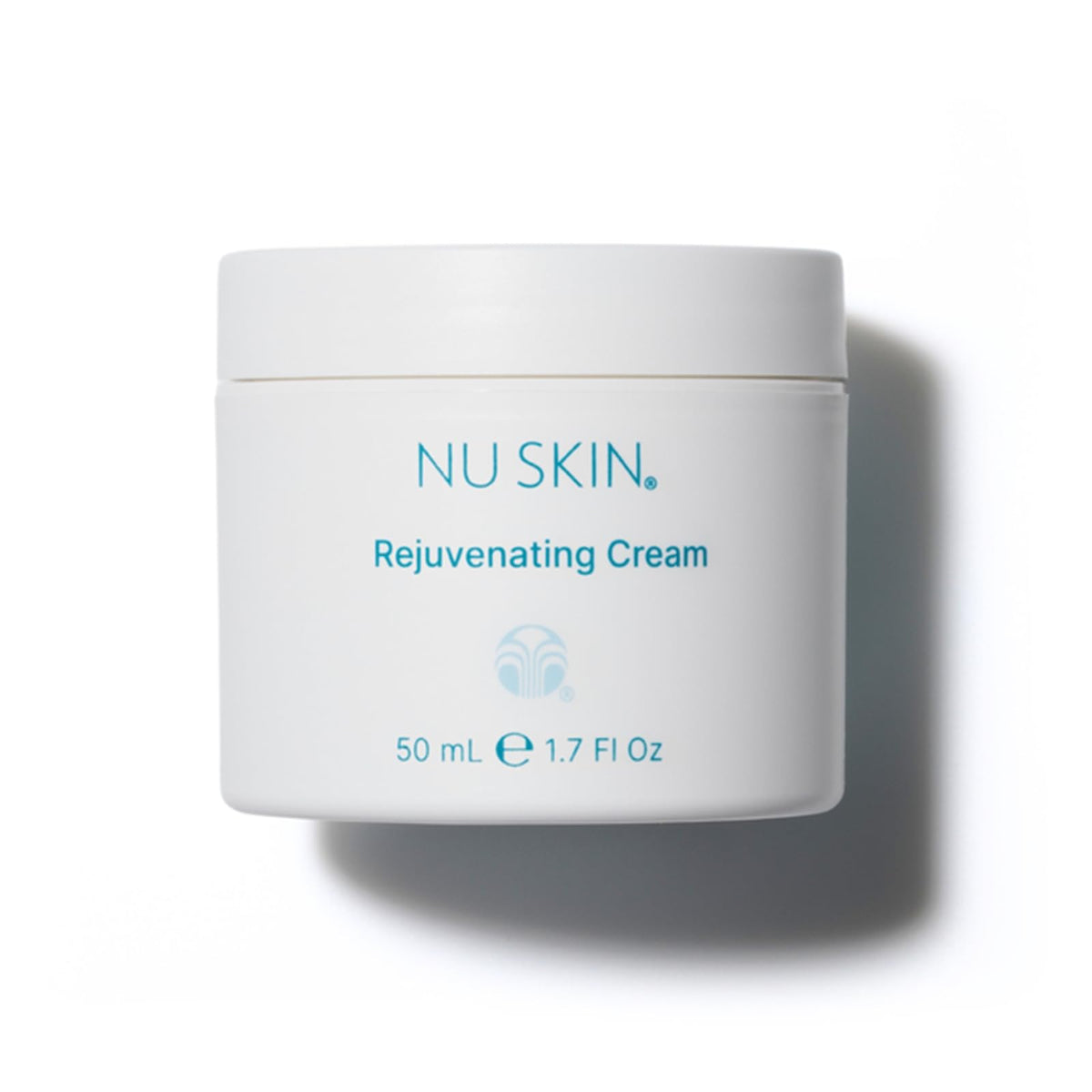 Nu Skin Rejuvenating Cream bottle close-up highlighting hydrating moisture for dry skin