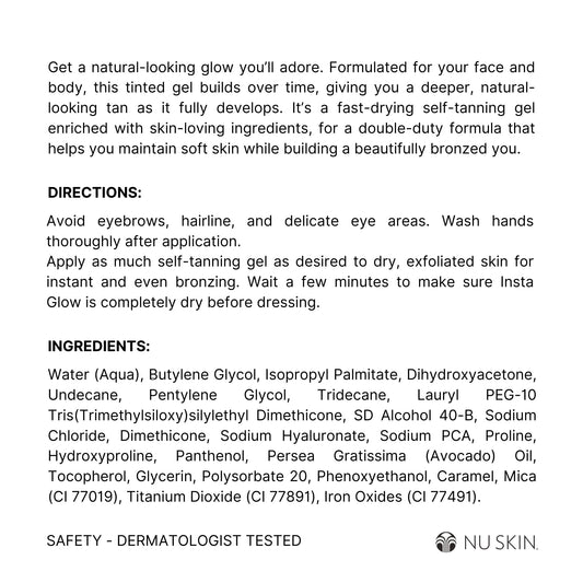 Nu Skin Sunright Insta Glow Self Tanner Gel on face application for gentle glow
