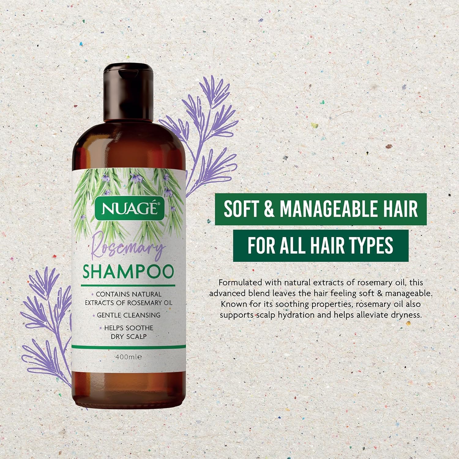 Nuage Rosemary bottle with castor oil focus on nourishing roots