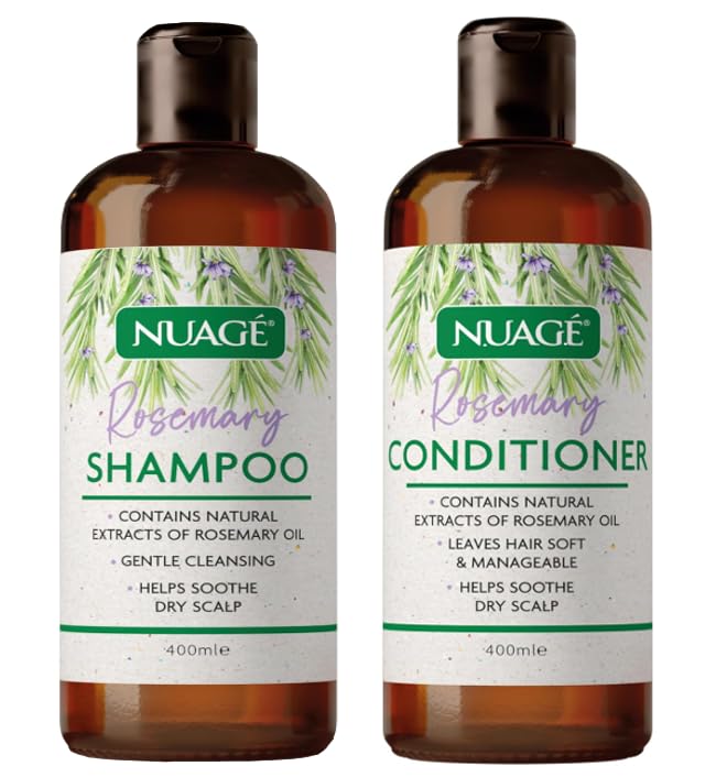 Nuage Rosemary Shampoo bottle in 400ml, calming wash for dry scalps