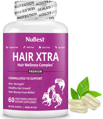 NuBest Hair Xtra bottle with capsules for daily hair growth support