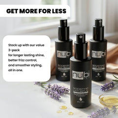 Nubi Hair Heat-styling ready with serum for lasting smoothness.