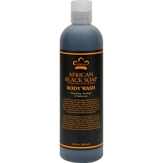 Nubian Heritage African Black Body Wash pack bottle, natural cleansing for soft skin.