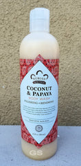 Nubian Heritage Coconut Papaya body wash bottle for daily hydration and tropical refreshment