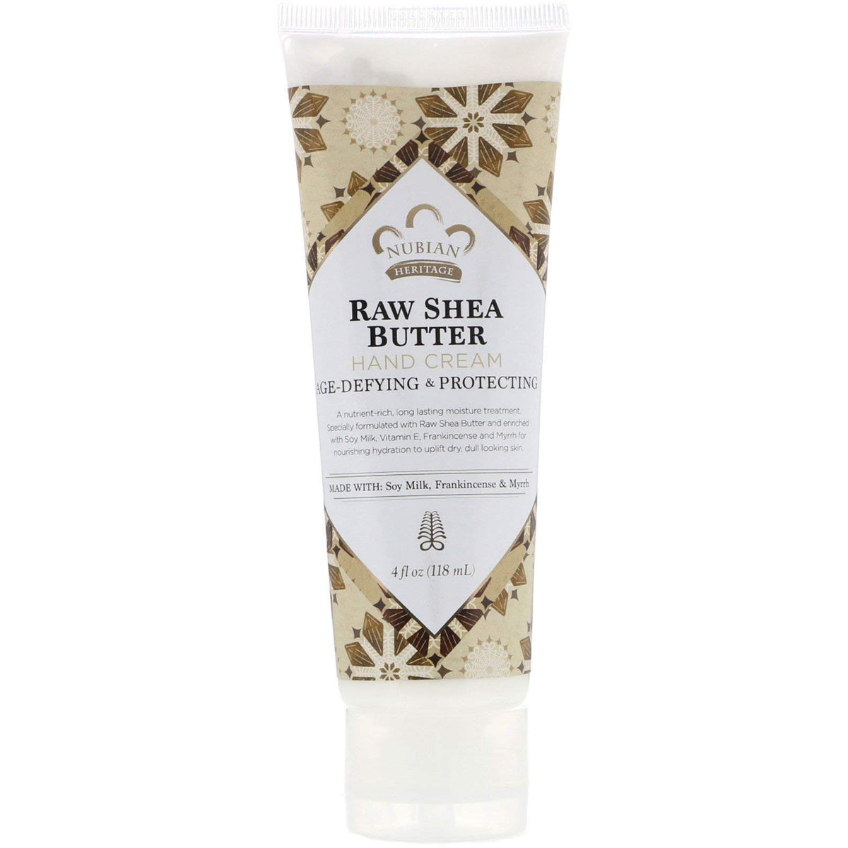 Nubian Heritage Raw Shea Hand Cream bottle provides rich hydration for dry hands.