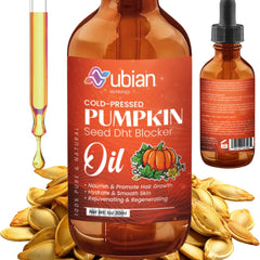Nubian Nutrified pumpkin seed oil bottle shows premium, pure formula for scalp nourishment.