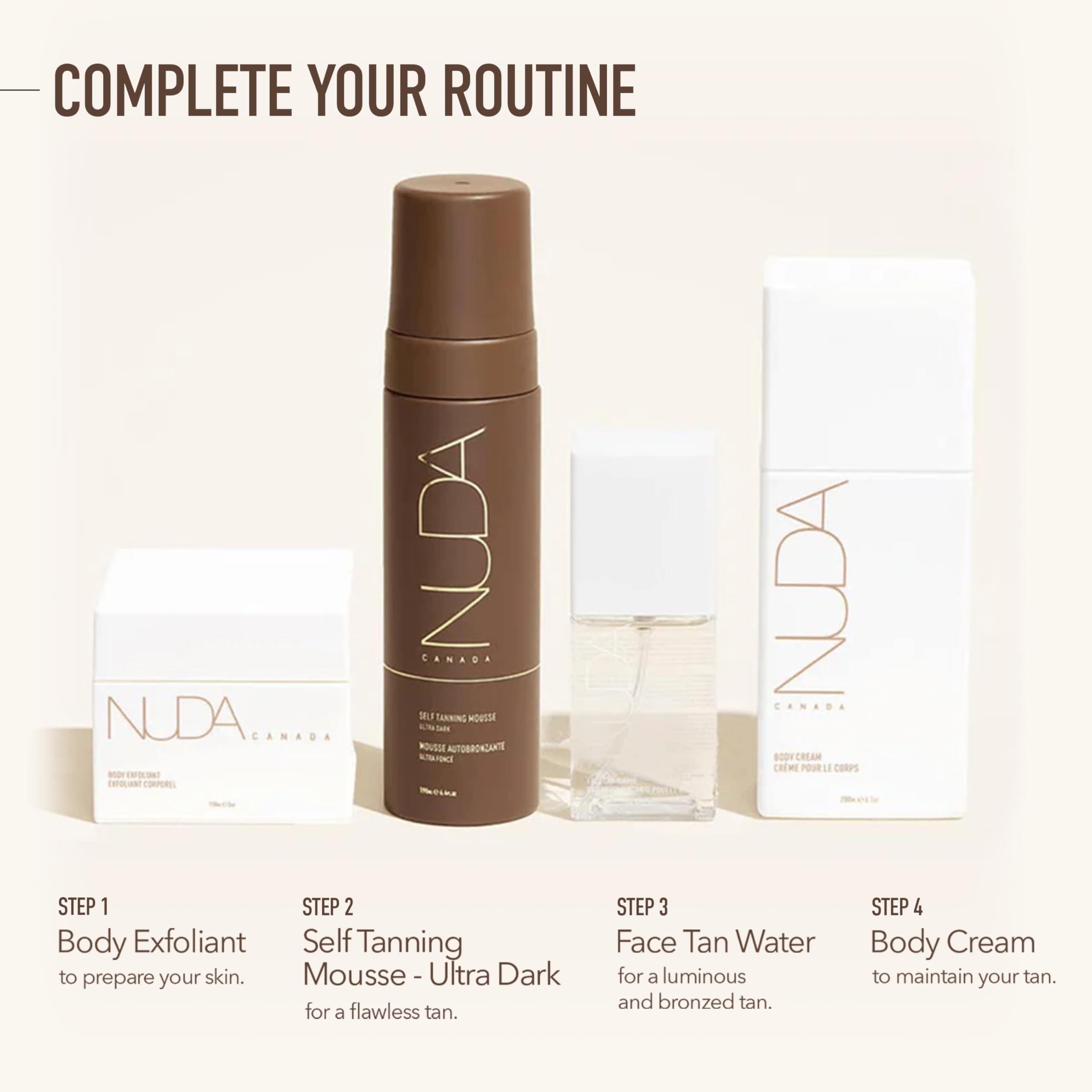 Nuda Ultra Dark BronzeFoam mango scent enhances the application experience