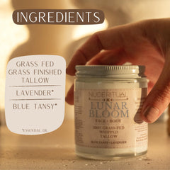 Nude Ritual lavender blue tansy infusion emphasizes calming botanicals for skin support.