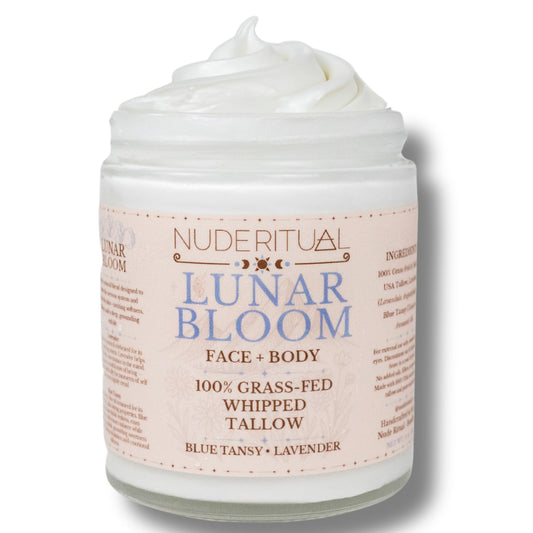 Nude Ritual Lunar Bloom balm jar shows nourishing, non-greasy skin hydration.