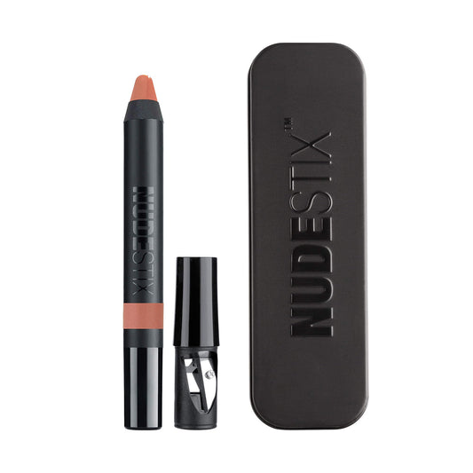 Nudestix Gel Color Lip + Cheek Balm Ally on lips delivering hydrating, glossy color.