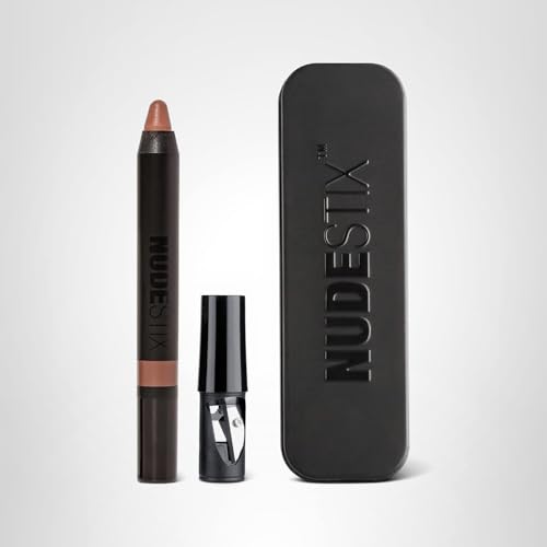 Nudestix Intense Matte Lip + Cheek Pencil waterproof finish showcased during wear.