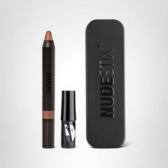 Nudestix Intense Matte Lip + Cheek Pencil waterproof finish showcased during wear.