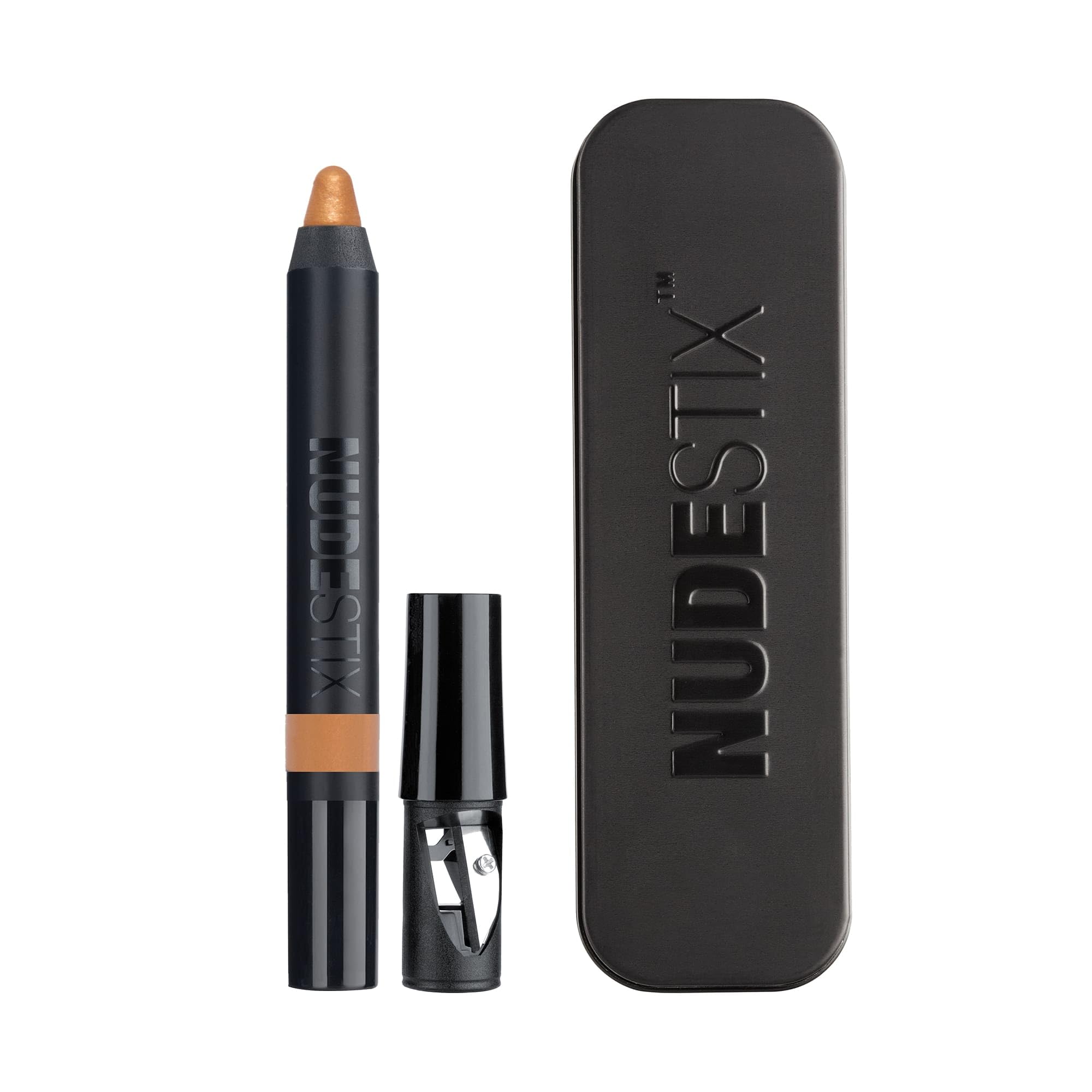 Nudestix Magnetic Luminous Eye Color Copper Foil swatch shows rich pigment and long wear.