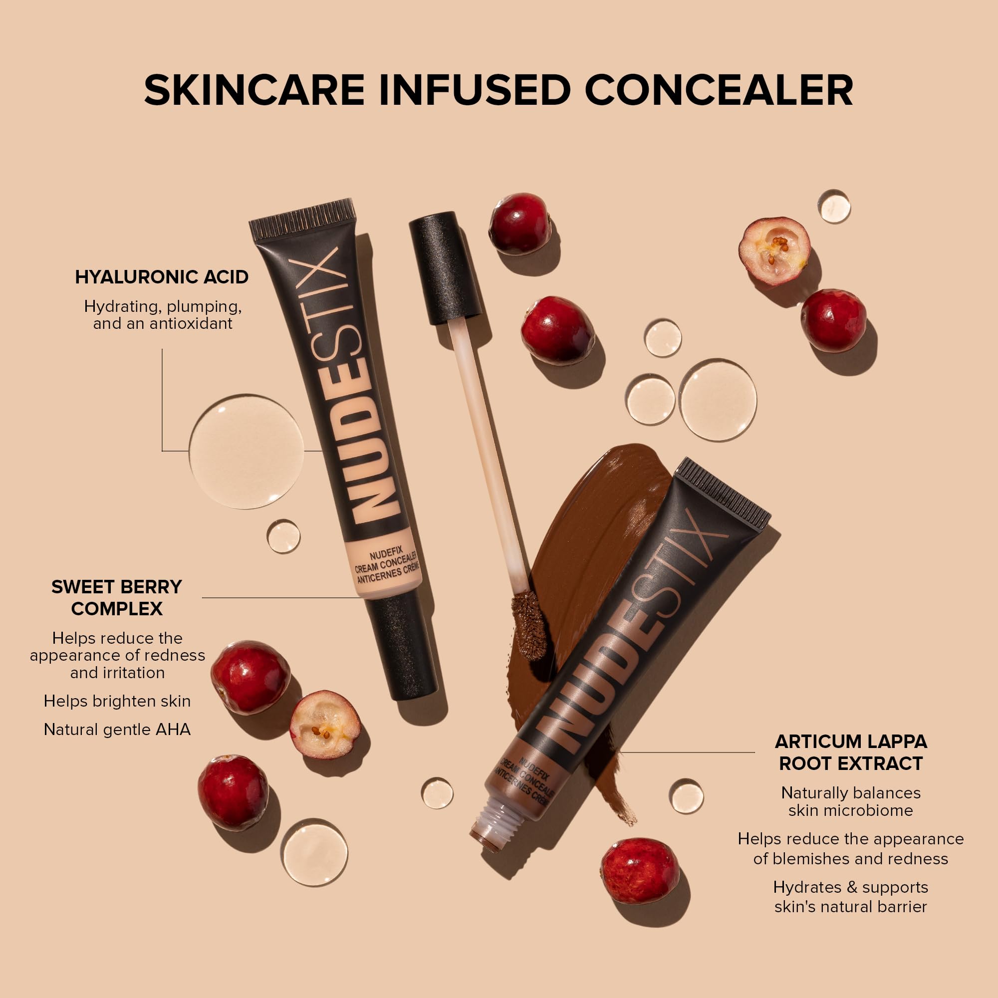 Nudestix Nudefix Cream Concealer spreadable texture glides smoothly over the skin.