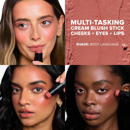 Nudestix Nudies Blush Stick color-block end for natural pink-nude flush.