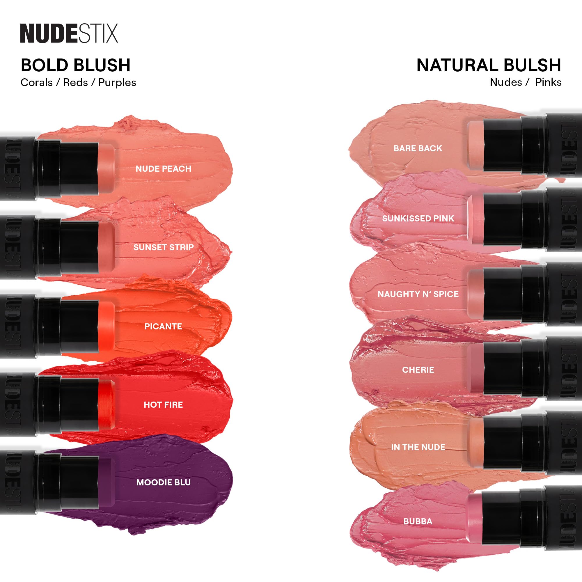 Nudestix Nudies Blush Stick sheer to buildable color swatch.