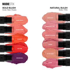 Nudestix Nudies Blush Stick sheer to buildable color swatch.
