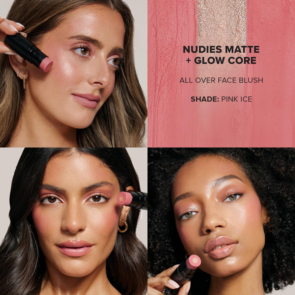 Nudestix Nudies Matte + Glow Core creamy application on cheeks
