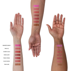 Full-face swirl of Nudies Matte + Glow Core for balanced color and glow