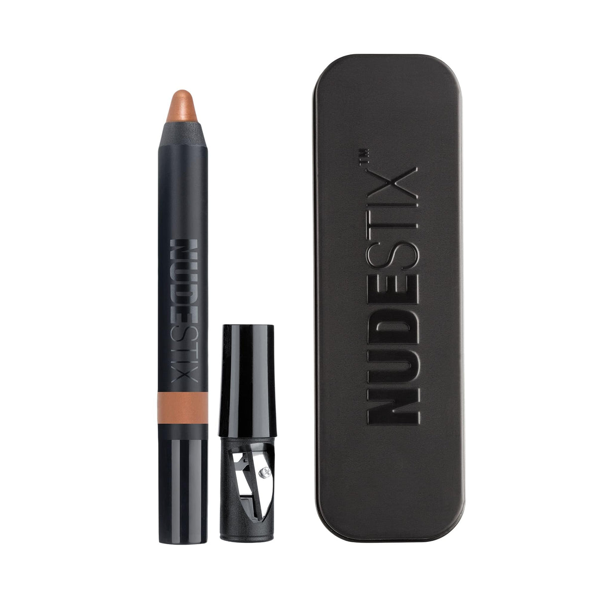 Nudestix Rustique Magnetic Luminous Eye Color swatch delivering copper-bronze glow