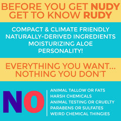 Nudy Rudy compact duo visuals suggest travel-friendly, giftable bathroom essentials