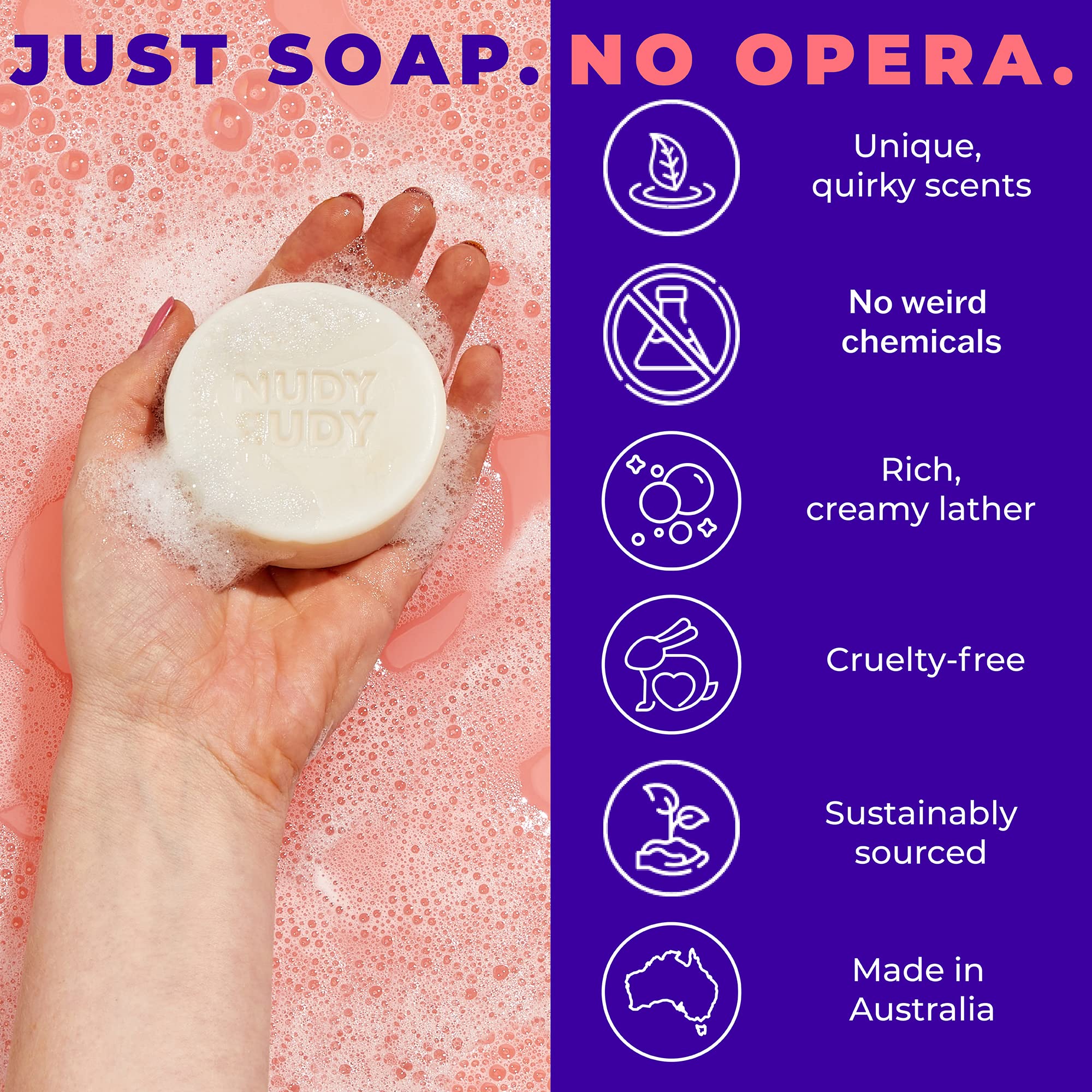 Nudy Rudy Berrylicious soap puck with sweet-tart berry freshness