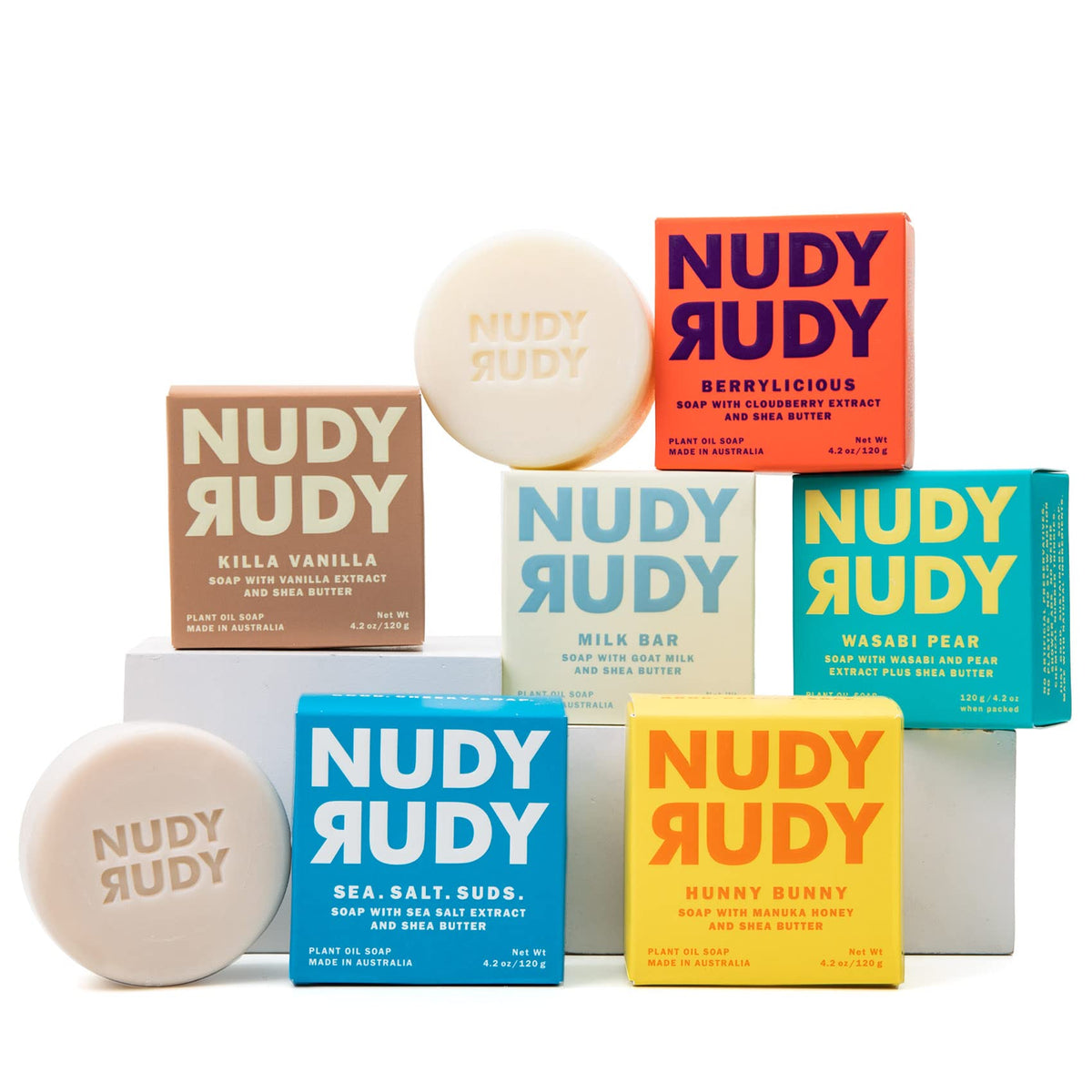 Nudy Rudy Wasabi Pear soap puck for a refreshing cleanse with a vibrant aroma