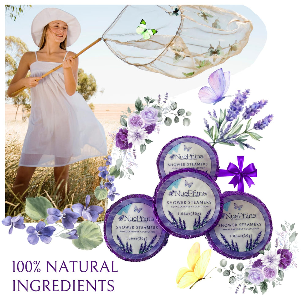 NuePhina steamers releasing lavender aroma as they melt in water.