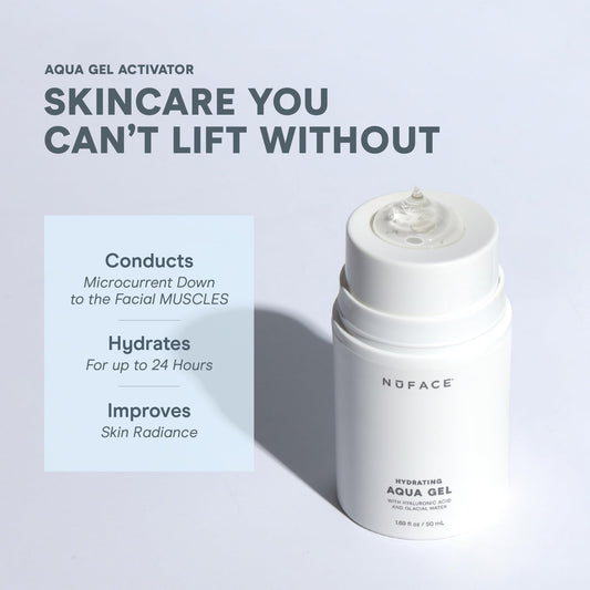 NuFACE Aqua Gel Activator dispense glide demonstrates smooth microcurrent application