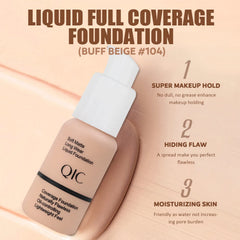 NUIBO buff beige liquid foundation providing smooth, balanced skin tone.