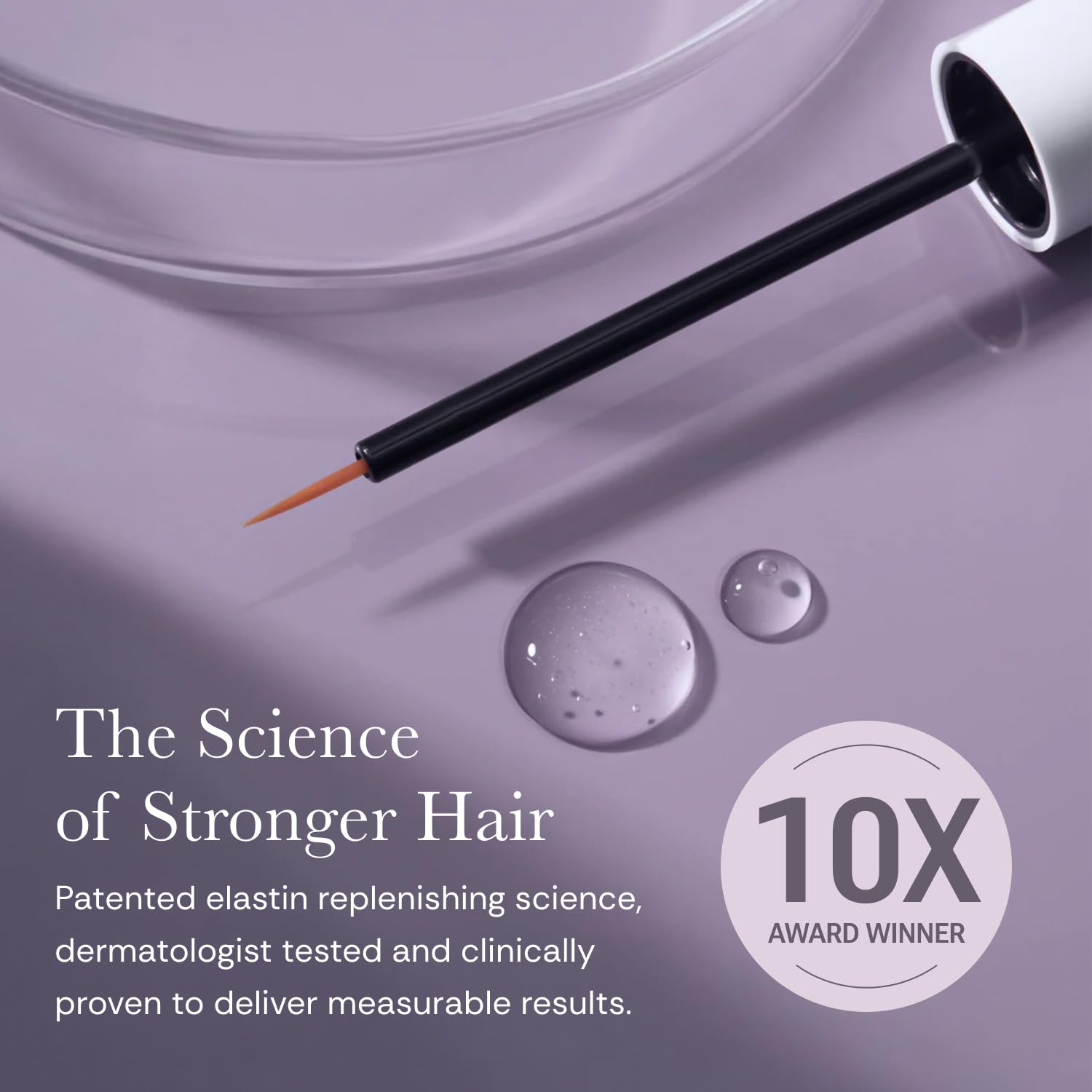 NULASTIN eyelash serum applicator demonstrates precise base-of-lash application.