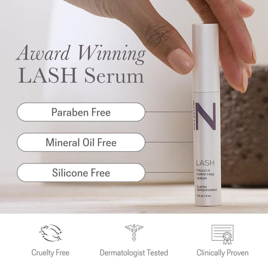 NULASTIN lash serum applicator tip demonstrates precise base-of-lash application