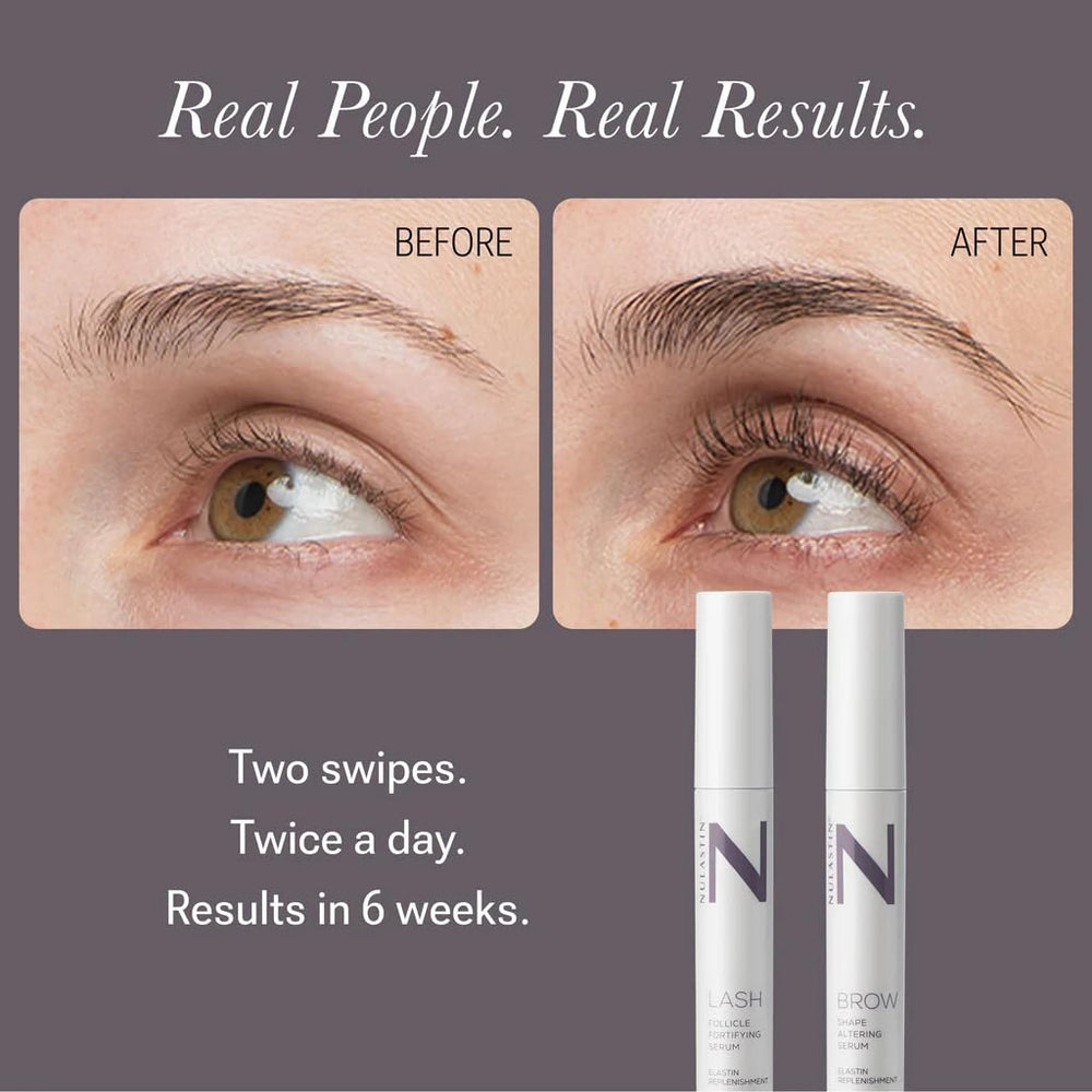 NULASTIN lash serum close-up with applicator for precise line above the lash line.