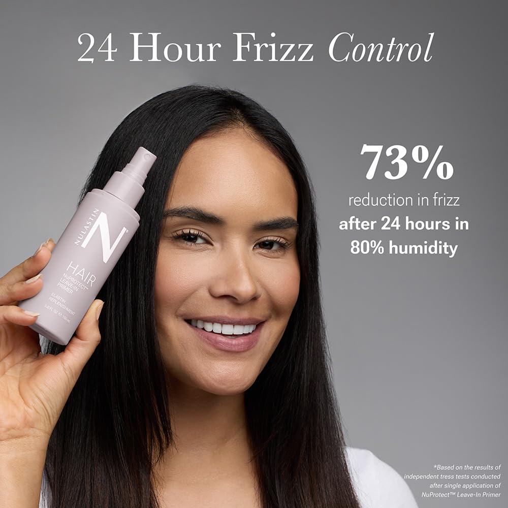 Detangler application helps mid-lengths to ends for smoother brushing.