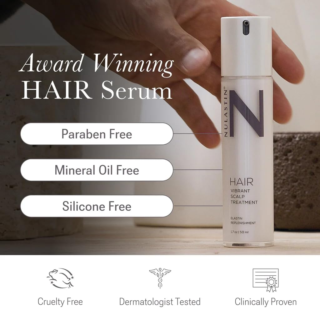 NULASTIN Scalp Serum closeup during application shows easy massage
