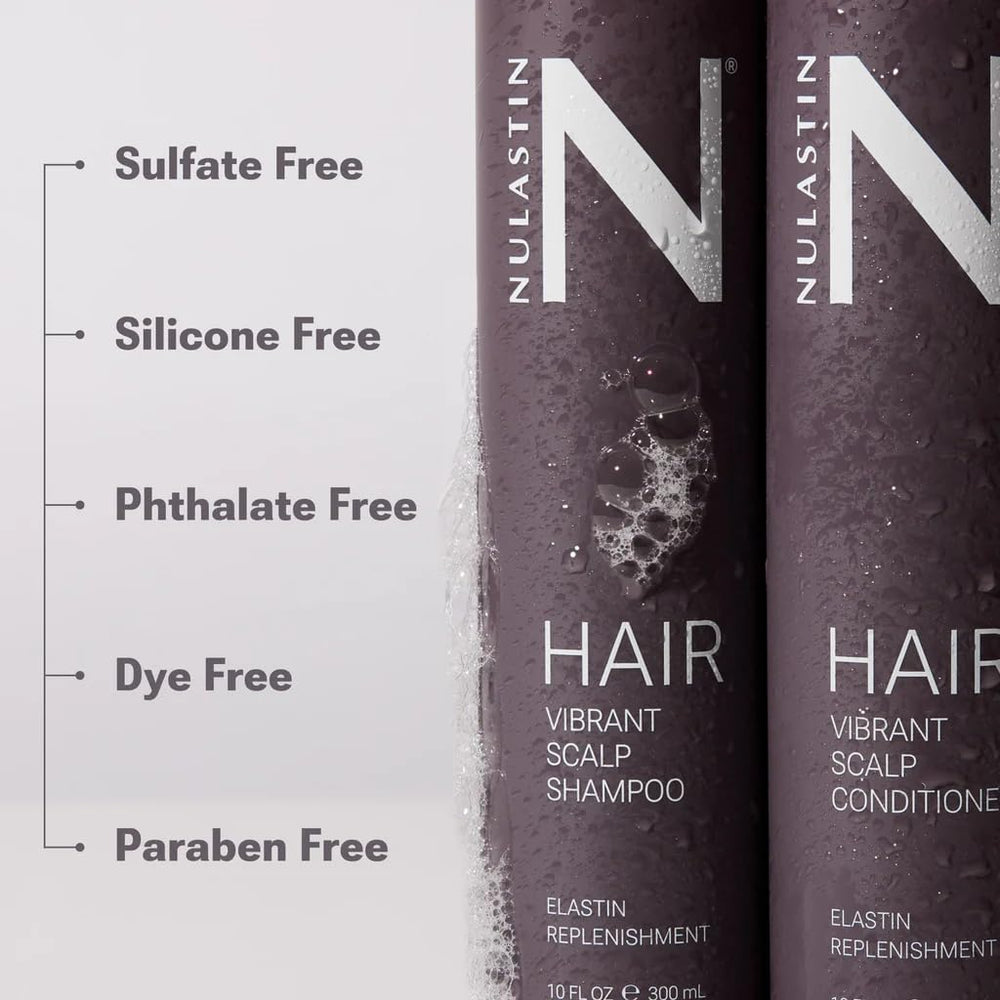 NULASTIN Vibrant Scalp Duo packaging shows coordinated wash-day routine.