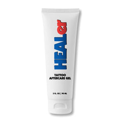 NUMBer HEALer gel bottle pouring for new tattoos and piercings.