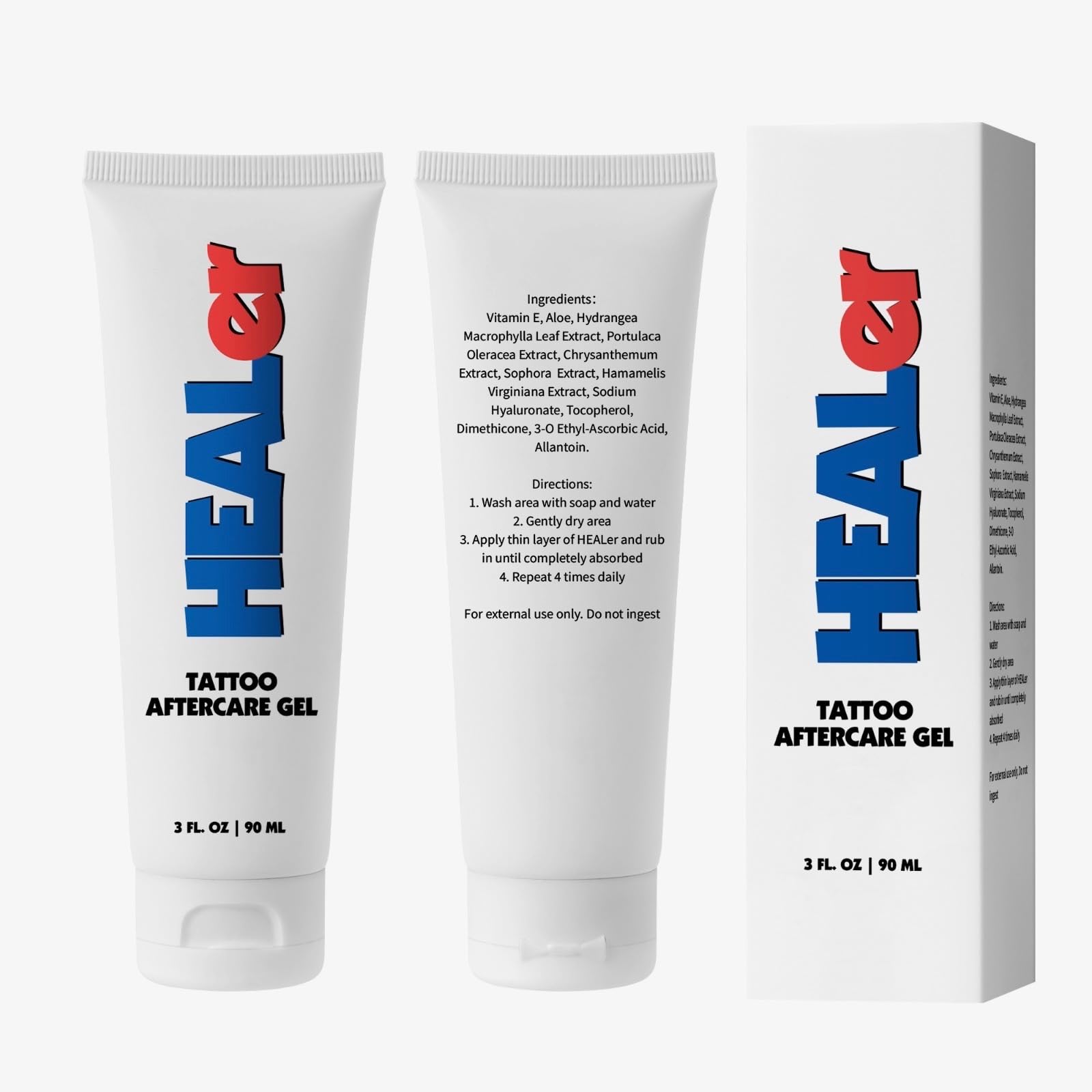 NUMBer HEALer aloe and vitamin E visible on skin.