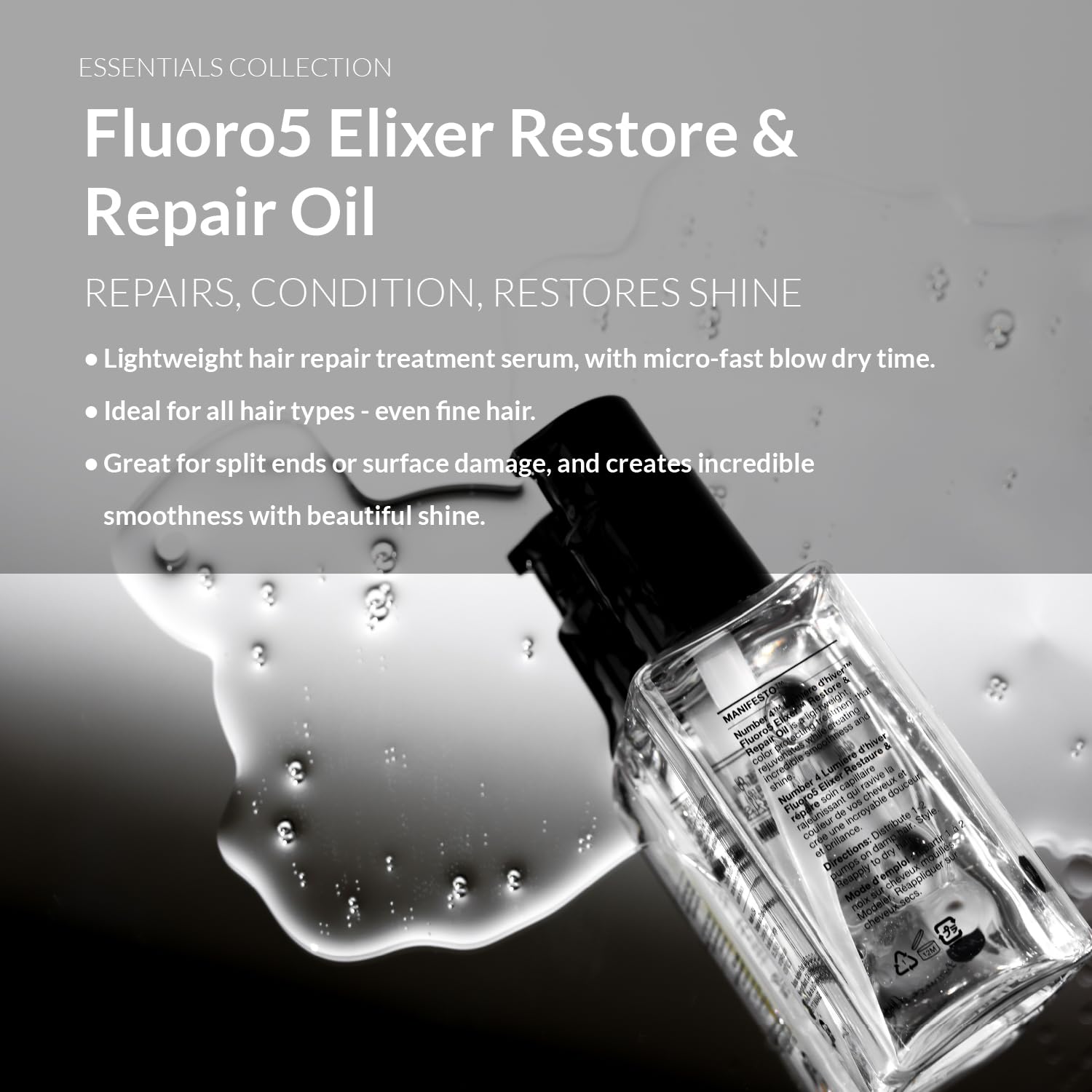 Close up of Number 4 Fluoro5 Elixir label showing vegan sulfate-free formula