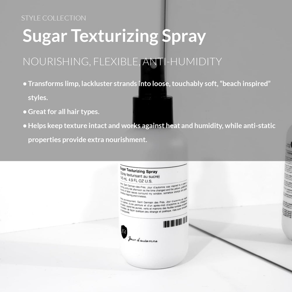 Number 4 Sugar Texture Spray uses a sugar-based formula to nourish strands.