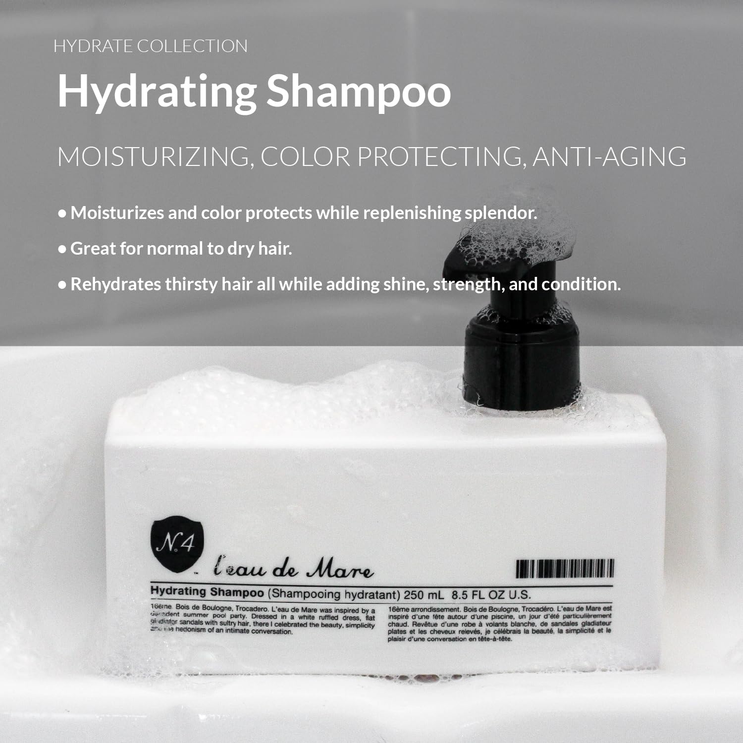 Number 4 Hydrating Shampoo color protection action demonstrates vibrant results