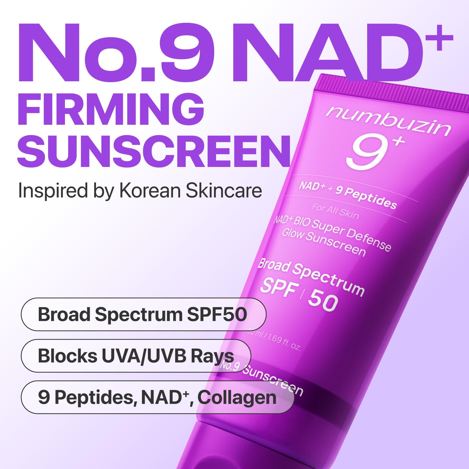 numbuzin No.9 Sunscreen dewy glow finish, ideal under makeup