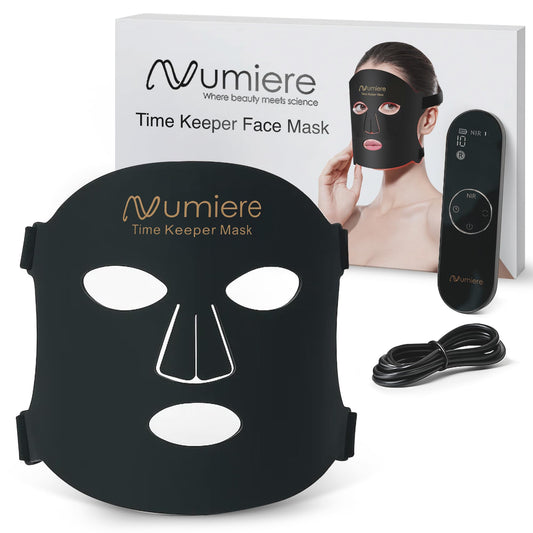 Numiere Time Keeper mask front view showing lightweight, hands-free design for at-home skincare