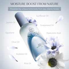 NUNA triple-hyaluronic complex hydrates at multiple skin depths.